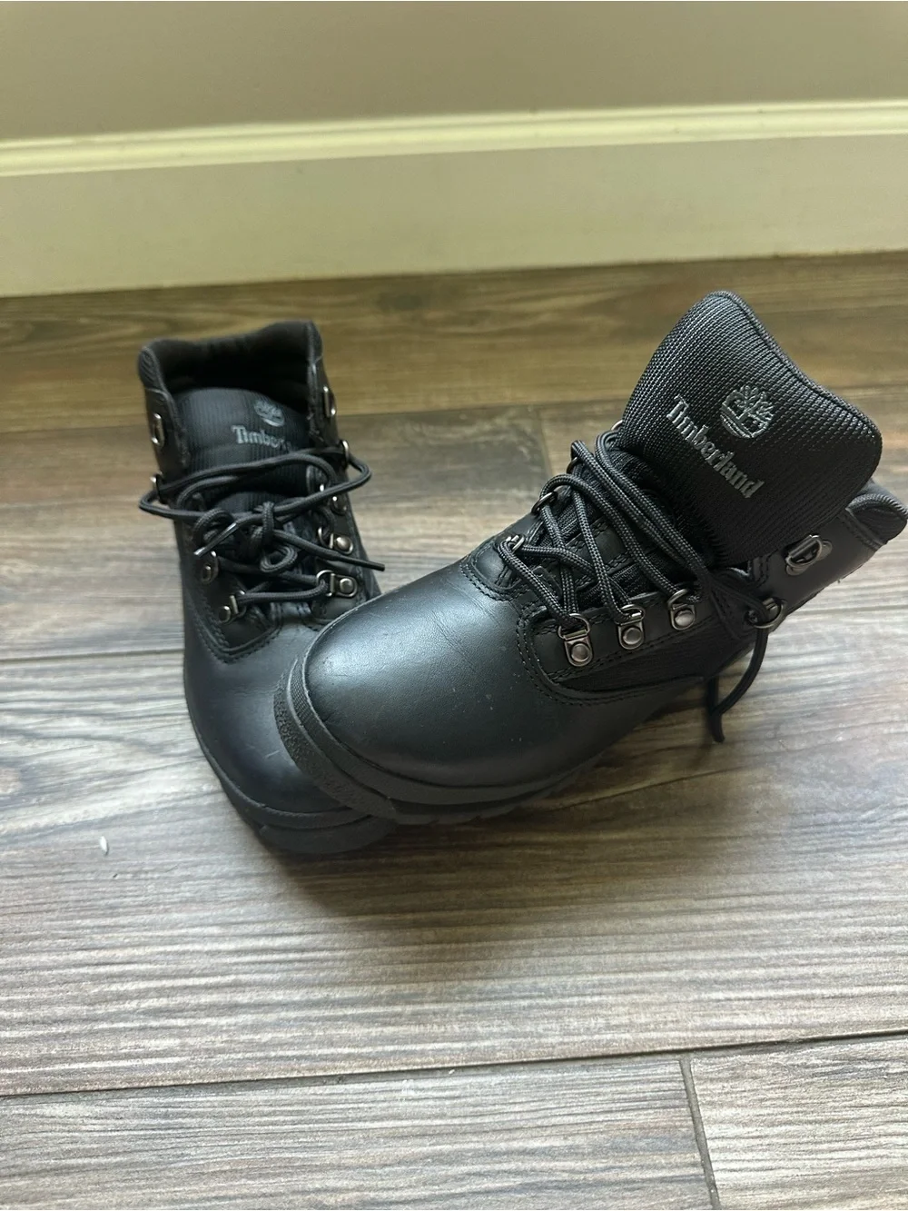 Timberland Kids Black Lace-Up Leather Boots